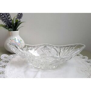 Vintage Crystal Relish Dish, Pinwheel‎ Cut Glass Candy Dish, Trinket Tray